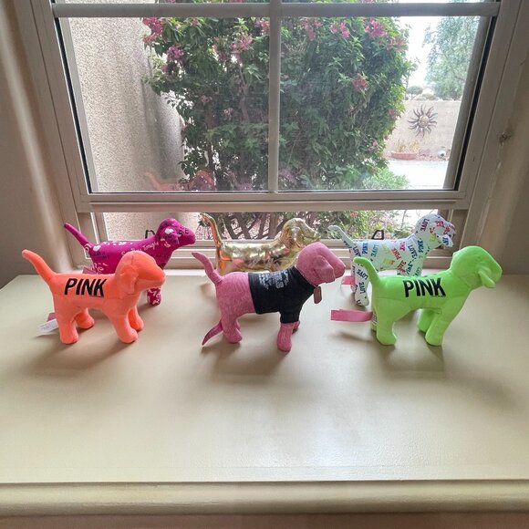 Victoria's Secret Pink Dogs Set of 6 Stuffed - Picture 2 of 6